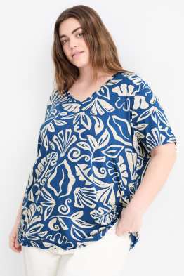 T-shirt con scollo a V - stretch - fantasia