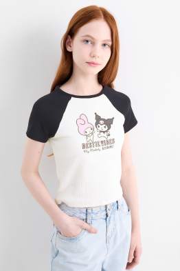 My Melody i Kuromi - koszulka z krótkim rękawem - w prążki