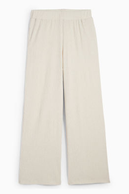 Jersey-Hose - Mid Waist - Wide Leg - strukturiert