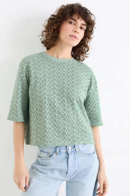 T-shirt - relaxed fit - Broderie Anglaise