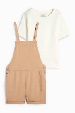 Ensemble - T-shirt et short salopette - 2 pièces