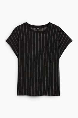 T-shirt basic - a righe - tessuto tramato