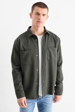 Overhemdjas - relaxed fit - kent - met structuur
