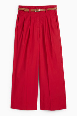 Pantalón de tela con cinturón - high waist - wide leg