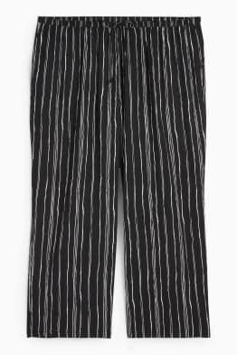 Plátěné kalhoty - mid waist - wide leg - pruhované