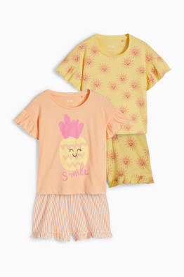 Multipack 2er - Sonne und Ananas - Shorty-Pyjama - 4 teilig