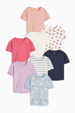 Pack de 8 - flores y fresas - camisetas de manga corta
