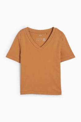 Basic T-shirt met V-hals