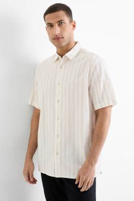 Chemise - regular fit - col kent - à rayures - texturée