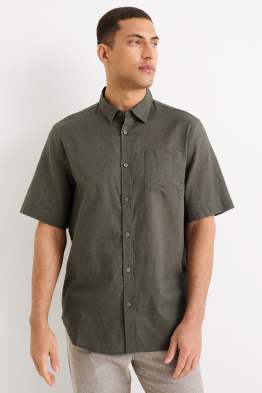 Chemise - coupe regular - col kent - lin mélangé