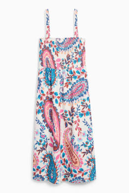 Robe Fit & Flare - à motif - texturée - finition smockée