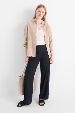 Jersey-Hose - Mid Waist - Wide Leg - strukturiert