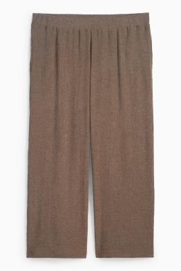 Pantaloni di jersey - vita media - gamba ampia - tessuto tramato