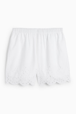 Shorts - high waist - broderie anglaise