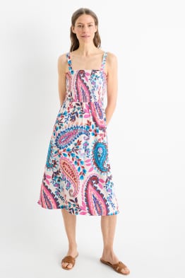 Robe Fit & Flare - à motif - texturée - finition smockée