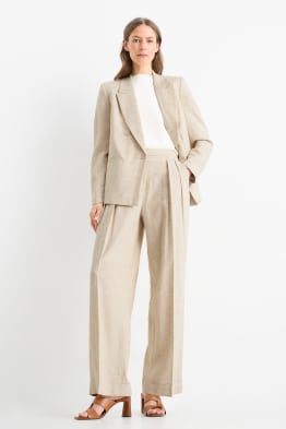 Business kalhoty - high waist - wide leg - lněná směs