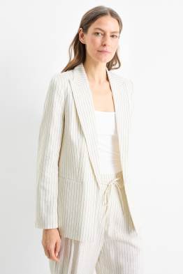 Business blazer - relaxed fit - linen blend - pinstripes