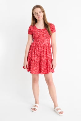 Dress - floral - textured