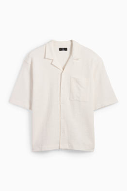 Shirt - relaxed fit - lapel collar - textured