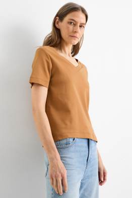 Basic T-shirt met V-hals