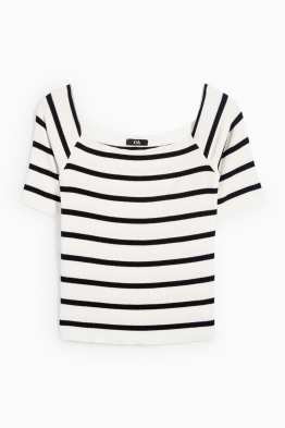 T-shirt - regular fit - finition côtelée - à rayures