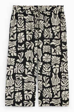 Cloth trousers - high waist - wide leg - patterned