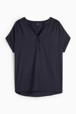 Blouse met V-hals - met structuur