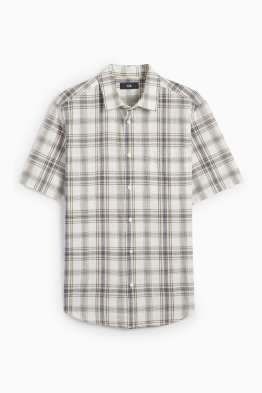 Camicia - regular fit - collo all'italiana - a quadretti