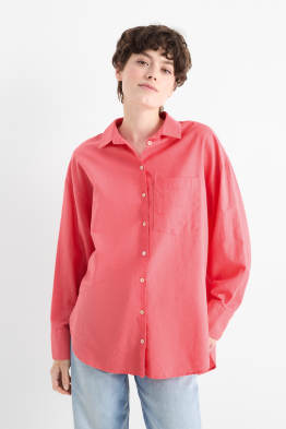 Bluse - Leinen-Mix