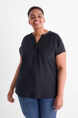 Blouse met V-hals - met structuur