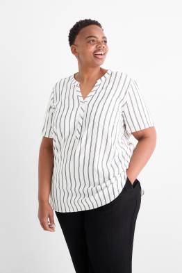 Blouse met V-hals - gestreept