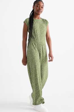 Jumpsuit - gebloemd - met structuur