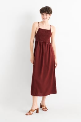 Fit & Flare Kleid - strukturiert - gesmokt
