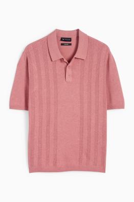 Knitted polo shirt - textured