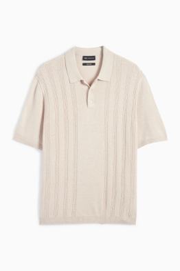 Knitted polo shirt - textured