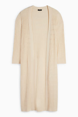 Gilet en maille long - finition côtelée