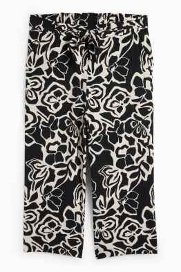 Pantalon - mid waist - wide leg - gebloemd - met structuur