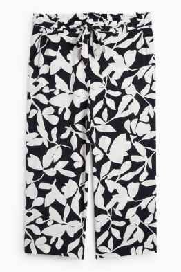 Pantalon - mid waist - wide leg - met patroon - met structuur