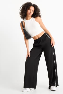Stoffhose - Mid Waist - Wide Leg