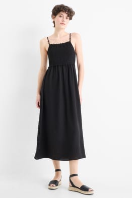 Vestit fit & flare - texturat - frunzit