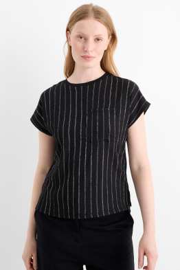 T-shirt basic - a righe - tessuto tramato