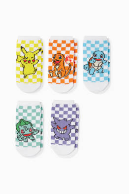 Pack de 5 - Pokémon - calcetines tobilleros con motivo - de cuadros
