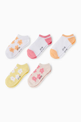Multipack 5er - Blume - Sneakersocken mit Motiv