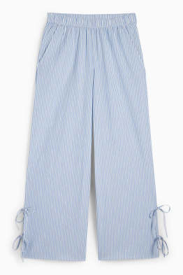 Stoffhose - Mid Waist - Wide Leg - gestreift
