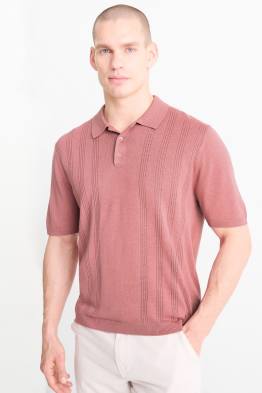 Knitted polo shirt - textured