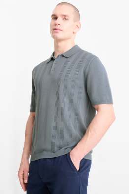 Knitted polo shirt - textured