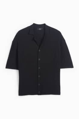 Strick-Hemd - Relaxed Fit - Reverskragen - strukturiert