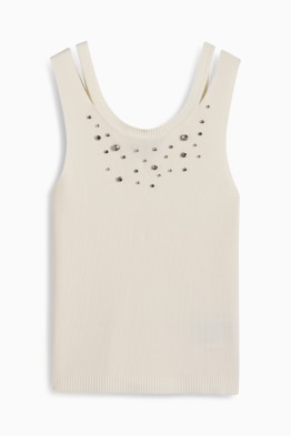 Top lavorato a maglia con strass