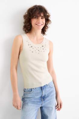 Top lavorato a maglia con strass