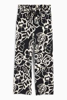 Pantaloni di stoffa - vita media - gamba ampia - a fiori